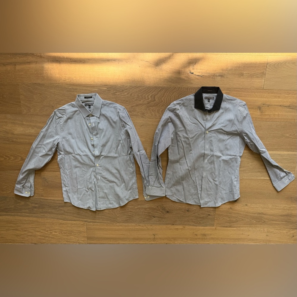 Men’s Express Black and White Striped Shirts - size medium - Picture 1 of 3
